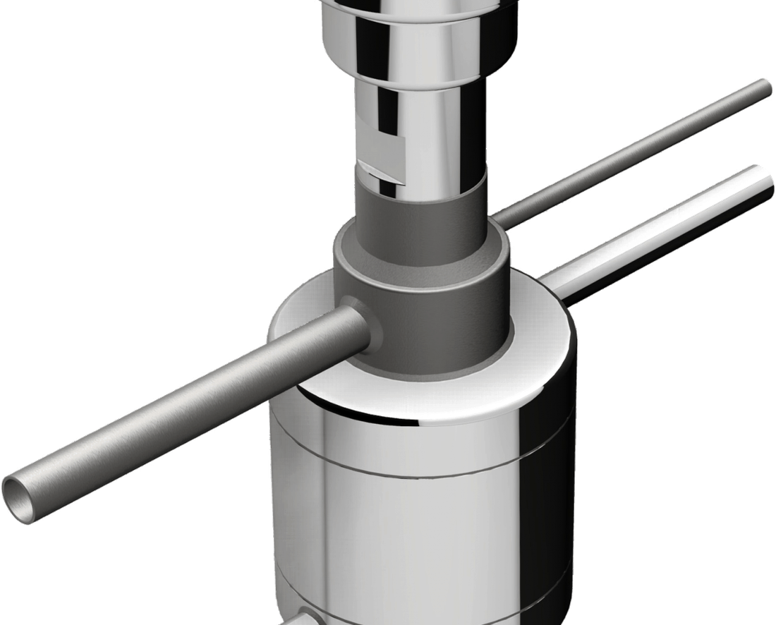 Gas separator with two pipe probes, rendered in steel